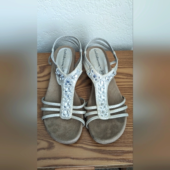 Croft and Barrow Ortholite Hymn Champagne Wedge Strappy Sandals Size 7 Jeweled - Picture 4 of 8